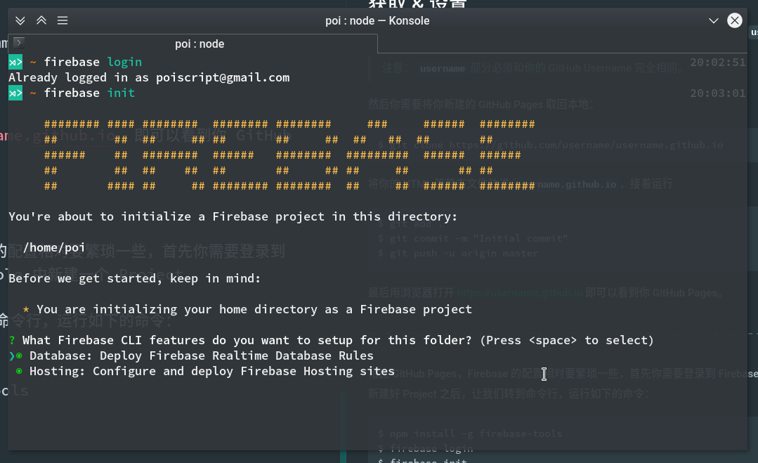 firebase login 输出